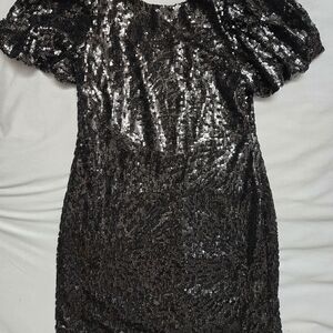 Topshop Black and Silver Sequin Party Dress